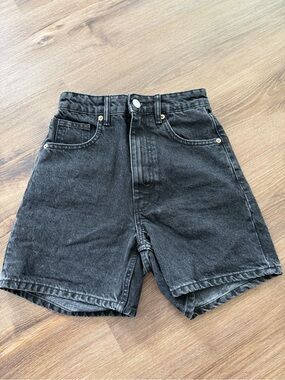 Zara Black High-Waist Denim Jean Shorts